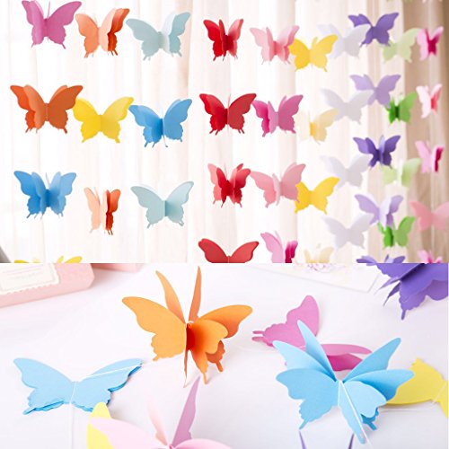 MagiDeal Papier Schmetterling Bunting Banner Girlande Hochzeit Zimmer hängen Dekor – Rosa, 2,8 m - 7