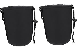 HOMSFOU 2stücke Neopren Objektivtasche Für DSLR Kamera Mit Kordelzug Flexible Schutzhülle Für Kameraobjektive Bis 11cm Länge Schwarz