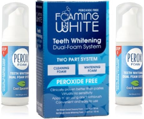 Two Step non-peroxide Teeth Whitening system with 2 bottles of foam which deep clean and whiten the teeth!