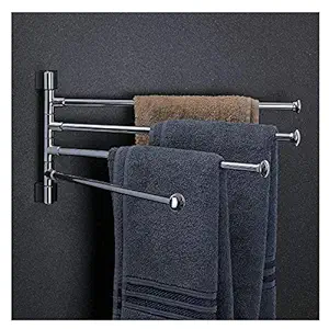 Rahi Stainless Steel Towel Holder | Rack Stand | Hanger Bar | Sink Napkin Hanger Holder | Rust Free Adjustable Rotating 4 Arm | Bathroom Accessories (15 Inches | Chrome)