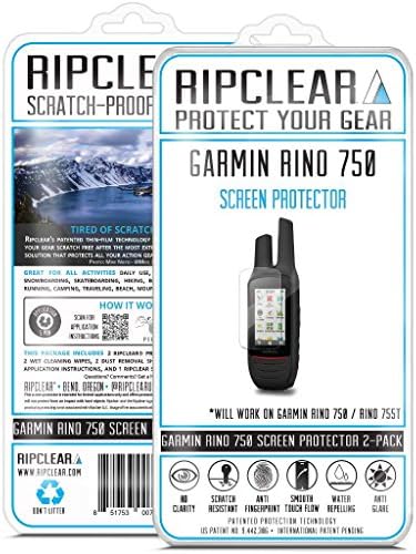 Ripclear Garmin Rino 750 GPS Screen Protector Kit - Scratch-Resistant, Smooth Touch, Anti-Glare - 2-Pack