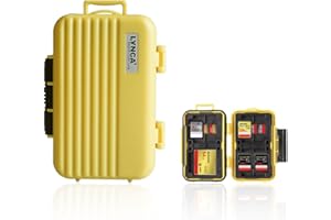 Estuche para Tarjeta de Memoria, LYNCA KH6 Funda para Tarjetas de Memoria con 24 Ranuras para 8 Tarjetas SD, 4 Tarjetas CF, 12 Tarjetas Micro SD/TF (Amarillo)
