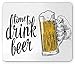 Produktbild WYICPLO Lifestyle Mouse Pad, Time to Drink Beer Quote with a Man Hand Holding The Mug Toast Illustration, Standard Size Rectangle Non-Slip Rubber Mousepad, Yellow Black
