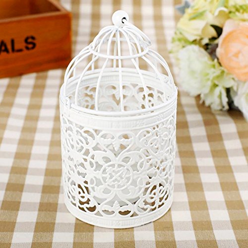 JUNGEN Nostalgischer Deko Vogelvoliere Vogelkäfig Vogelbauer Lilie Landhausstil 14*8cm,creme Weiß - 3