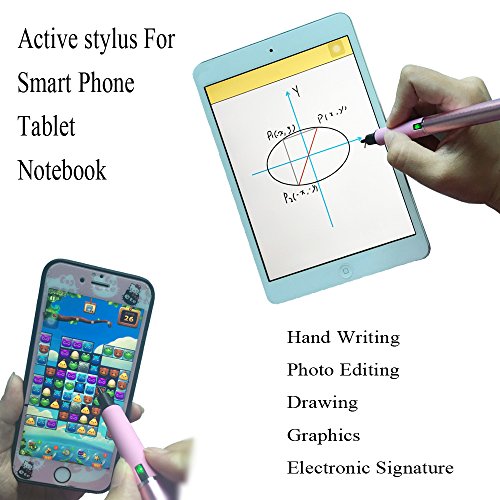 Aktiver Stylus Stift mit 1.9mm Feinspitze für iPad Mini, iPad Air, iPad Pro, iPhone 7, iPhone 6, iPhone 5, Samsung, Smart Phones & Tablets & Notebooks (Rosa) - 4