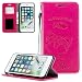 Produktbild iPhone 8 Plus Hülle,ZCXG Weich Slim Madam Frauen Brieftasche Hülle Leder Magnet Ständer Katze Niedlich Kartenhalter Geldbeutel Kreditkartenhüllen Handyhülle iPhone 8 Plus Rose Rot