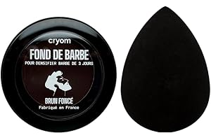 CRYOM - Routine Barbe de 3 jours (Fond de Barbe + Applicateur Mousse) pour densifier et assombrir une barbe de 3 jours. Sec instantanément, résiste à l'eau, tenue 24h. (Brun foncé)