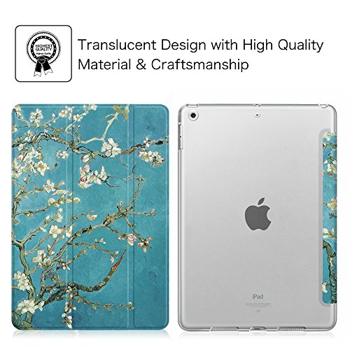 Fintie iPad 9.7 Zoll 2017 Hülle – Ultra Slim Superleicht Schutzhülle mit Lichtdurchlässig Rückseite Abdeckung Smart Cover Case Tasche mit Auto Schlaf / Wach und Standfunktion für Apple iPad 2017 Neue Modell, Mandelblüten - 2