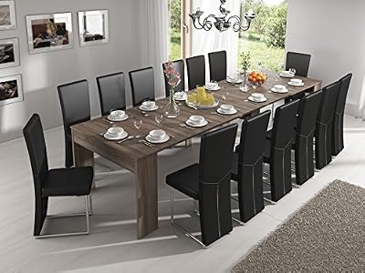Comfort Home innovation - Table de Salle à Manger extensible jusqu’à 301 cm, Chêne foncé, Dimensions fermée : 90x49x75 cm de hauteur.