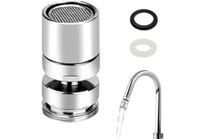 SPTwj Aireador de Grifo Giratorio 360° M22 Hembra o M24 Macho Aireador para Grifo de Cocina Baño Acero Inoxidable Aireadores Filtro Boquilla de Lavabo con 22mm 24mm Adaptador y Juntas de Goma