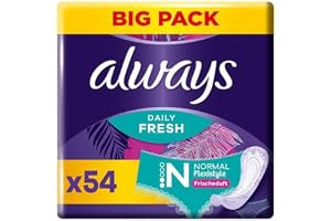 Always Daily Fresh Normal Flexistyle trosskydd 54 stycken, med en frisk doft, flexibel, anpassar sig till alla trosor
