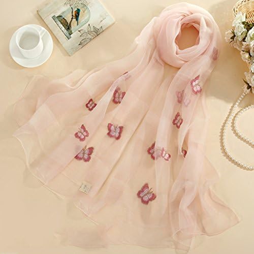 ZI LING SHOP- Woman Scarf Silk Wool Butterfly Embroidery Scarf Sunscreen Shawls And Beach Wraps Fall Winter Scarf 190x85cm Travel Scarves ( Color : Color-b )