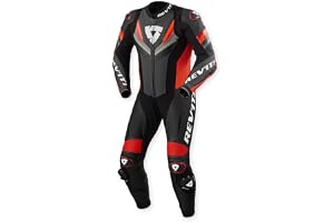 Revit Quantum 3 perforerad ett stycke motorcykel läder kostym, anthrazit/neon-rot, 52