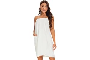 Ymmchy Women Wrap Towel Robe Wrap Spa Bathrobe Adjustable Buttons