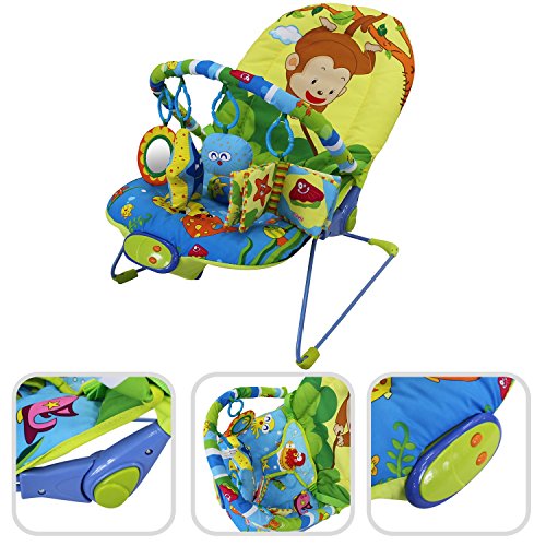 Vibrierende Babyschaukel mit Musikfunktion – verstellbarer Schaukelsitz mit einem Bogen und Lernspielzeugen