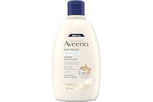 Aveeno Skin Relief Moisturising Body Wash (1x 500ml), Gentle Cleansing Wash with Soothing Triple Oat Complex, Soap-Free, Unscented for Sensitive and Very Dry Skin
