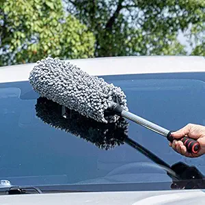 HEOBRO Round Car Cleaning Duster, Ultra Soft Microfiber Brush- Extendable Telescoping Handle Tool, Interior Exterior Multipurpose Smooth Cleaner for Car Office Home Use