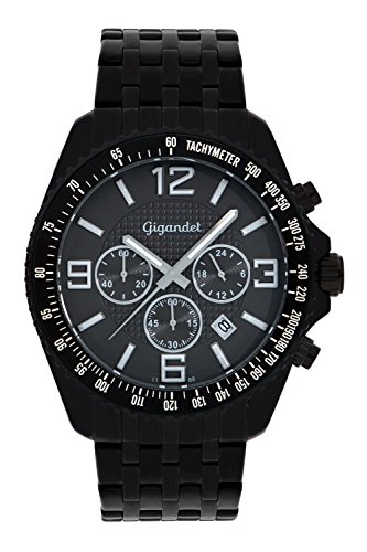 Gigandet Quarz Herren-Armbanduhr Fast Track Chronograph Uhr Datum Analog Edelstahlarmband Schwarz Grau G12-005 Gigandet Quarz Herren-Armbanduhr Fast Track Chronograph Uhr Datum Analog Edelstahlarmband Schwarz Grau G12-005