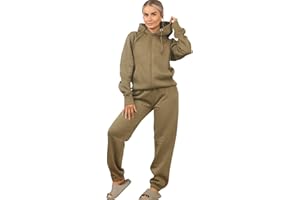 Aarhon J5fashion Women's Oversized Tracksuit, Zip-Up Hooded Track Top, Fit Jogger Suit Available in Sizes 8-16