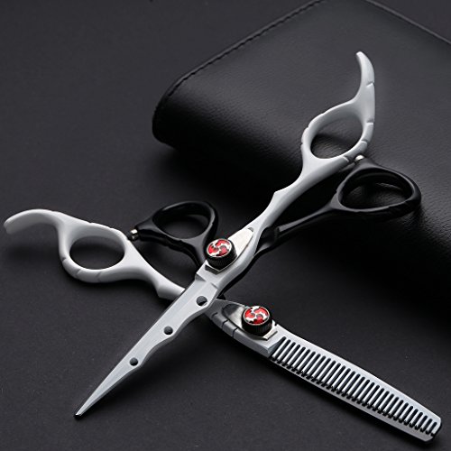 UWILD®Professional tijeras de peluquería Juego de tijeras profesionales del pelo Set de tijeras de peluquería Juego de 6 pulgadas 17,5 cm (juego de 2) Incluye bolsas y peine (Black and White)