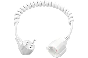 Förlängningssladd med jord 2M, 230V/16A spiralkabel, 3 x 1 mm², max. 0,6M till 2M, IP20-förlängningskabel, spiralkabel med Sc