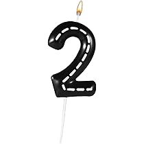 Candele di Compleanno Numero, 6x3,7cm Candele di Compleanno a Tema Auto da Corsa Candeline a Forma di Numero a Righe Bianche e Nere per Forniture per Torta per Feste per Decorazioni (Numero
