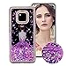 Produktbild Flüssig Hülle für Huawei Mate 20 Pro, Obesky Bling Glitzer Treibsand Handyhülle Transparent Weiche TPU Silikon Schutzhülle mit Lila Blumen Mädchen Muster Kreativ für Huawei Mate 20 Pro