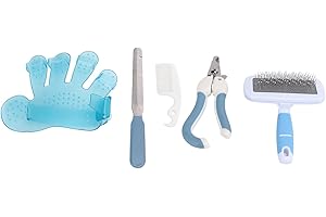 WNSC Bunny Cleaning Bath Comb Set, Rabbits Grooming Kit Massage for Small Animal(Small blue)