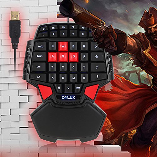 KKmoon T9 47 Schlüssel Mini Professionelle Gaming Tastatur/ Single Hand Tragbare USB Verdrahtete Esport Keyboard mit 3 Ebenen LED Hintergrundbeleuchtung Multimedia-Tasten - 8