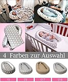 Babynest Kuschelnest Babybett Babynestchen Reisebett Stillkissen 80 x 40 cm (80×40 cm, Grau -Sterne Nr. 23) - 4