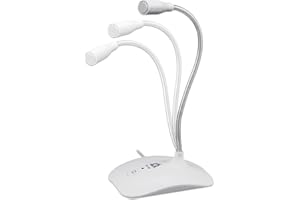 KLIM Talk - Stołowy mikrofon USB do komputerów PC i Mac - Kompatybilny z dowolnym komputerem - Profesjonalny mikrofon biurkowy - Dźwięk wysokiej rozdzielczości - Nowa wersja - Biały