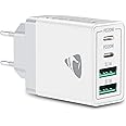 Caricatore Rapido USB C 40W 4Porto Presa Caricatore USB Multipla PD & QC3.0 Carica Cellulare, Alimentatore Caricabatterie Spi