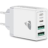 Caricatore Rapido USB C 40W 4Porto Presa Caricatore USB Multipla PD & QC3.0 Carica Cellulare, Alimentatore Caricabatterie Spi