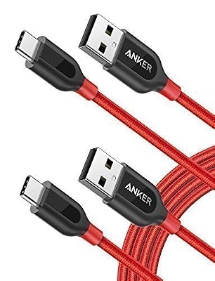 Anker [Pack de 2] Câbles USB-C vers USB A 2.0 (180cm) Anker PowerLine+ avec résistance 56KΩ pull-up pour Galaxy S8, S8+, MacBook, Nintendo Switch, Sony XZ, LG V20 G5 G6, HTC 10, Xiaomi 5 et autres