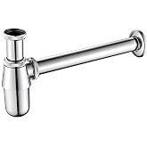 Ibergrif Universal Siphon for Washbasin 1 1/4" x 32 mm, Anti-Odor Siphon | Chrome, Height Adjustable, with Cleaning Plug and