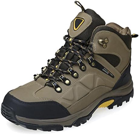 Suetar Mens Genuine Leather Hiking Shoes Outdoor Middle Top Trekking Shoes Autumn and Winter Keep Warm Plus Cashmere Sport Boots