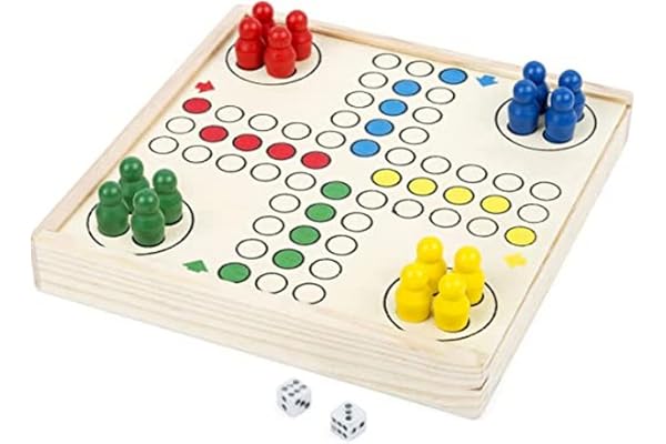 Small Foot Ludo to go, jeu de société dans Une boîte en Bois Pratique, Jeu de Divertissement en Route, 3 Ans +, 11210, Multicolore - Version Allemande