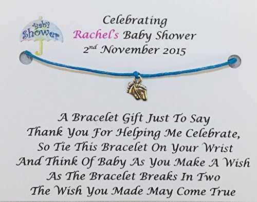 5 x Personalised Baby Shower Wish Bracelets Favours/Gifts