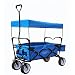 Produktbild FUXTEC faltbarer Bollerwagen FX-BW100 blau klappbar mit Dach, Vorderrad-Bremse, Strand-Reifen, Hecktasche, für Kinder geeignet