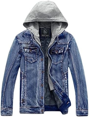 COOLIE Men's Casual Thick Fashion Hooded Washed Denim Jackets Light Blue