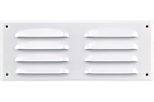 Steinberg14 White 260x105mm Metal Air Vent Cover with Insect Mesh - 10 x 4 inch Ventilation Grille - Air Vent Covers for Walls - Wall Vent Covers Exterior - Easy to Install Rectangular Air Vents