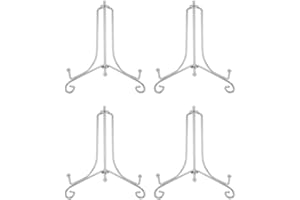 Tincogo (4 pack) 4" Iron Display Stand, Sliver Small Iron Easel Plate Display Photo Holder Stand, Displays card,cookie, Decorative Plates,Artwork