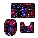 Produktbild hugsidea Galaxy Star 3-teiliges Badezimmer Teppich Set Contour Teppiche Deckel WC-Deckelbezug Badteppich, Flanell, Galaxy 8, Größe S