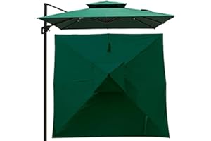 WPJBDS 10x10ft/3x3m Patio Umbrella Replacement Canopy Square Cantilever Umbrella Replacement Cover 2-Tier Top Cover Outdoor Market Patio Umbrella Canopy Cover(Color:Green)