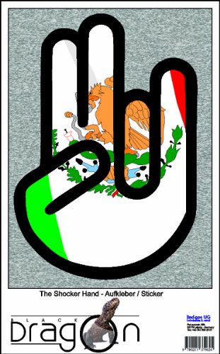 The Shocker Hand Decal Sticker Laptop skin 210x144 mm black Outline with Flag Mexico-Mexiko
