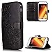 Produktbild FNBK Samsung Galaxy A5 2017 Hülle Leder Schwarz Löwenzahn Blumen Handyhülle Holster Leder Flip Wallet Cover Tasche Stand Case Card Slot Magnetverschluß Kratzfestes Schutzhülle