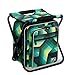 Produktbild Glory.D Klapp Camping Stuhl Hocker Rucksack mit Kühler Isolierte Picknicktasche, Tragbare Wandern Sitz Tischtasche für Outdoor Angeln Travel Beach BBQ - Grün, 1800G