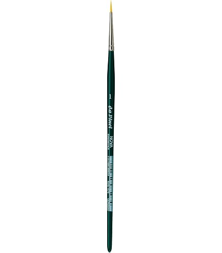 Pincel De Fibra Sintética DA VINCI Nova Serie 1570 – Tamaño 0, Mango Corto Verde, Anillo De Plata, Ideal Para Acuarela Y Hobby