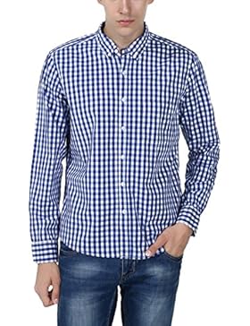 Camicia LKDJCWX Uomini Del Cotone Modo Casuale Plaid A Maniche Lunghe