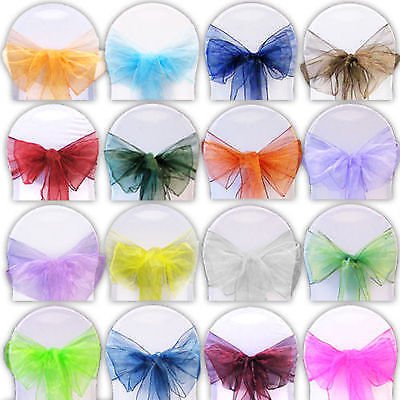 100 Organza Schärpe für Stuhl Bezüge – Dekorativ Ganzes Schleife für Hochzeit, Jahrestag Partys – Bunt Band für Sitze – Weiß, 17cm X 280cm - 3